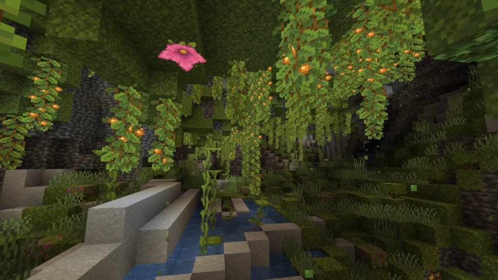 Биом «Заросшие пещеры» Minecraft 1.18 «Пещеры и скалы: Часть 2»
